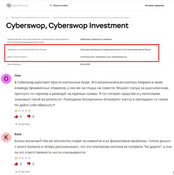 Cyberswop (cyberswop-work.netlify.app) лжеброкер! Отзыв TellTrue